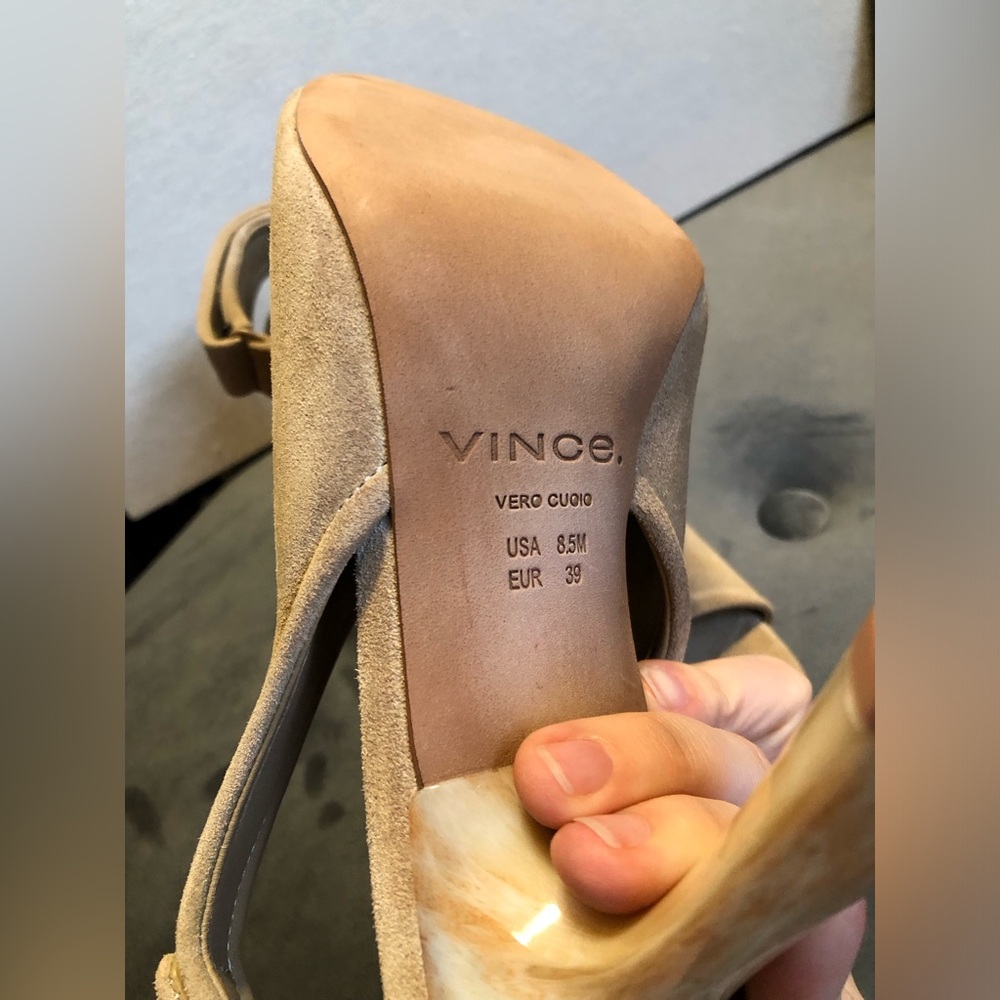 Vince. Square Toe Sling Back Strap Heeled Sandal - Picture 3 of 13